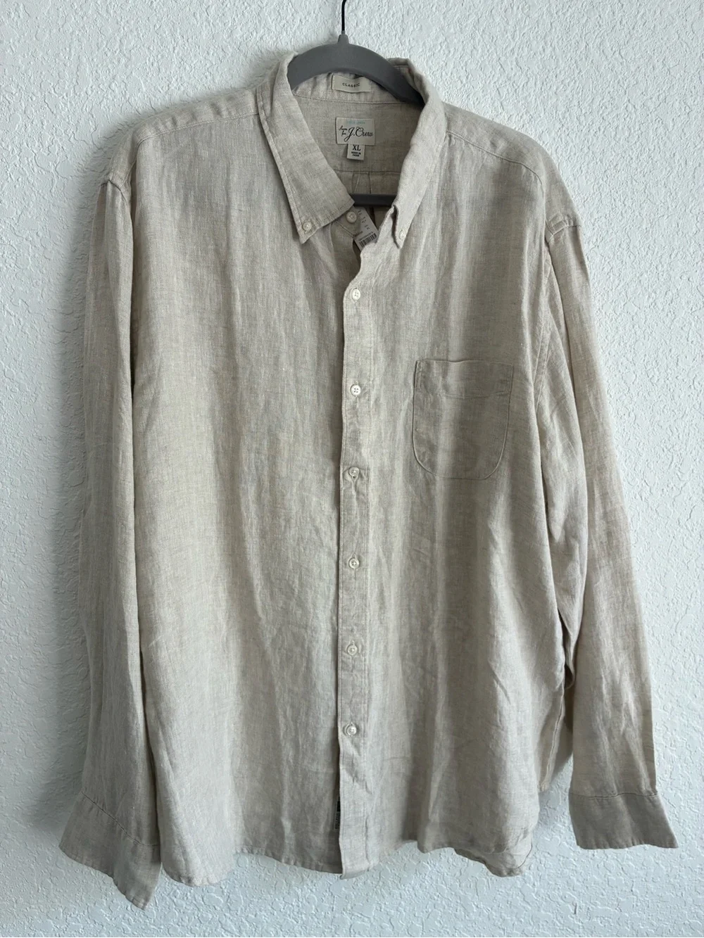J. Crew Men's Beige Linen Button-Down Shirt
